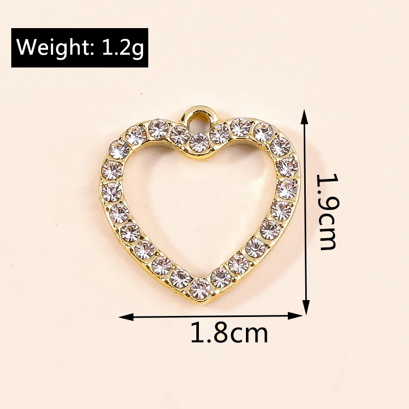Leslie 10 Stück gold- und silberfarbene exquisite Kristall-Hohlherz-Anhänger für Halskette, Armband, Schmuckherstellung, handgefertigte Accessoires – Detail 12