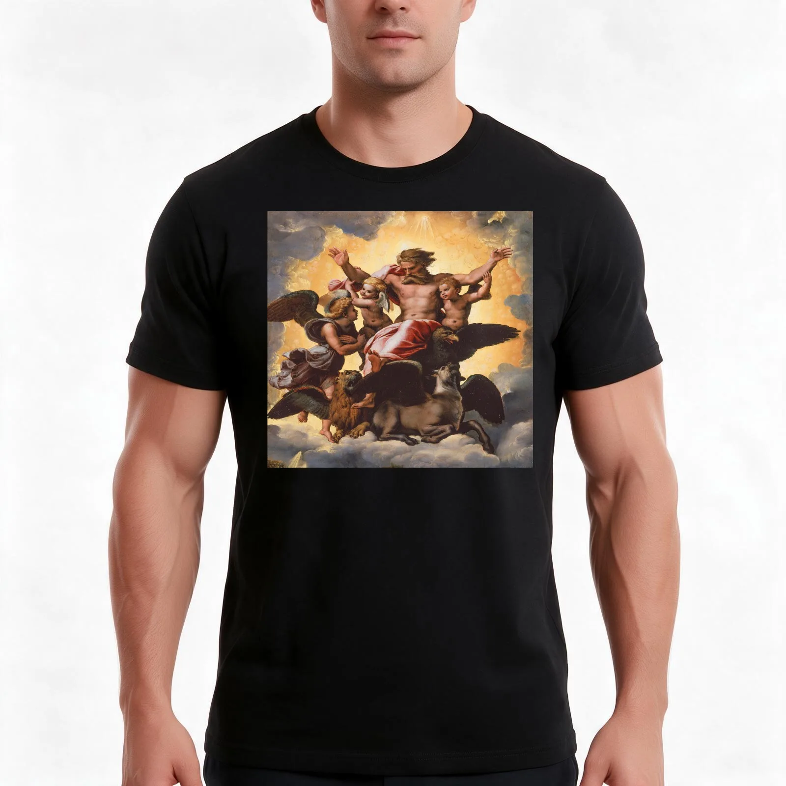 Raphael - Ezekiel's Vision T-Shirt, Summer Casual Cotton Tee, Oversized Streetwear Tops, Vintage Graphic Print, Unisex Men Women