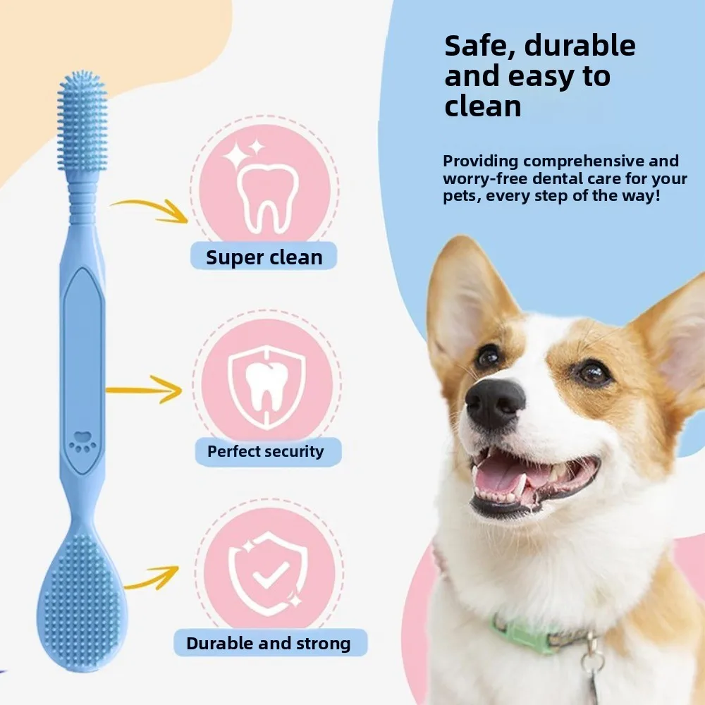 جديد أدوات العناية بالفم مزدوجة رئيس الكلب فرشاة الأسنان العناية بالأسنان الحيوانات الأليفة تنظيف الأسنان فرشاة القط فرشاة الأسنان القط #4