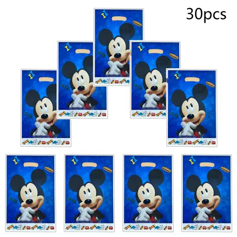 30pcs Disney Mickey Birthday Party Gift Bags，Mickey Candy Bags，Mickey Goody Bags，Mickey Birthday Party Supplies Decorations