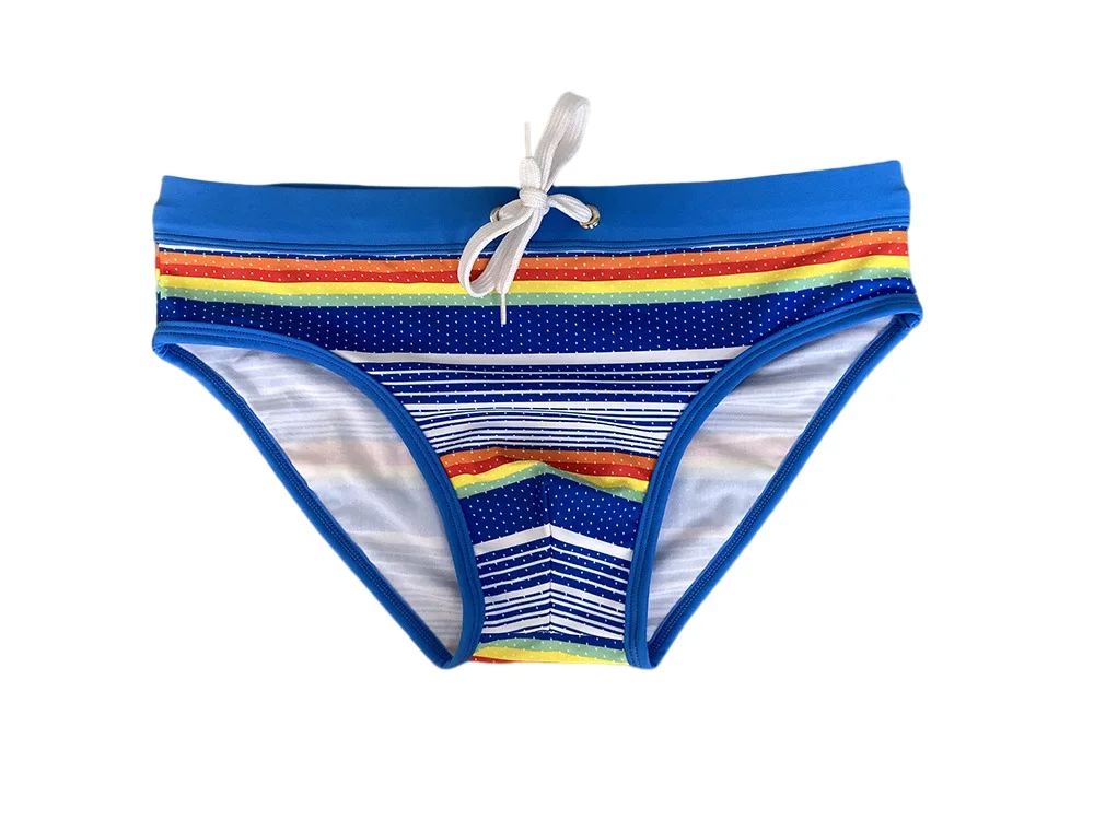 

Men's Color Striped Triangle Swimsuit Youth Seaside Beach Hot Spring Swimsuit Cup Fashion Swimsuit 10079zb