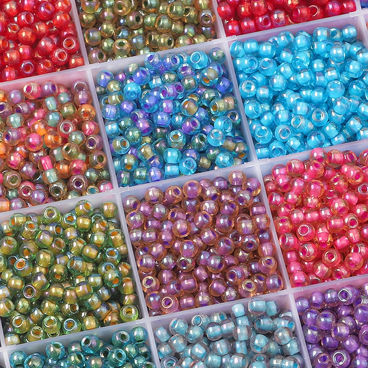 About 150pcs of domestically produced super high-quality special color dyed core, illusion colored glass, rice beads, loose bead