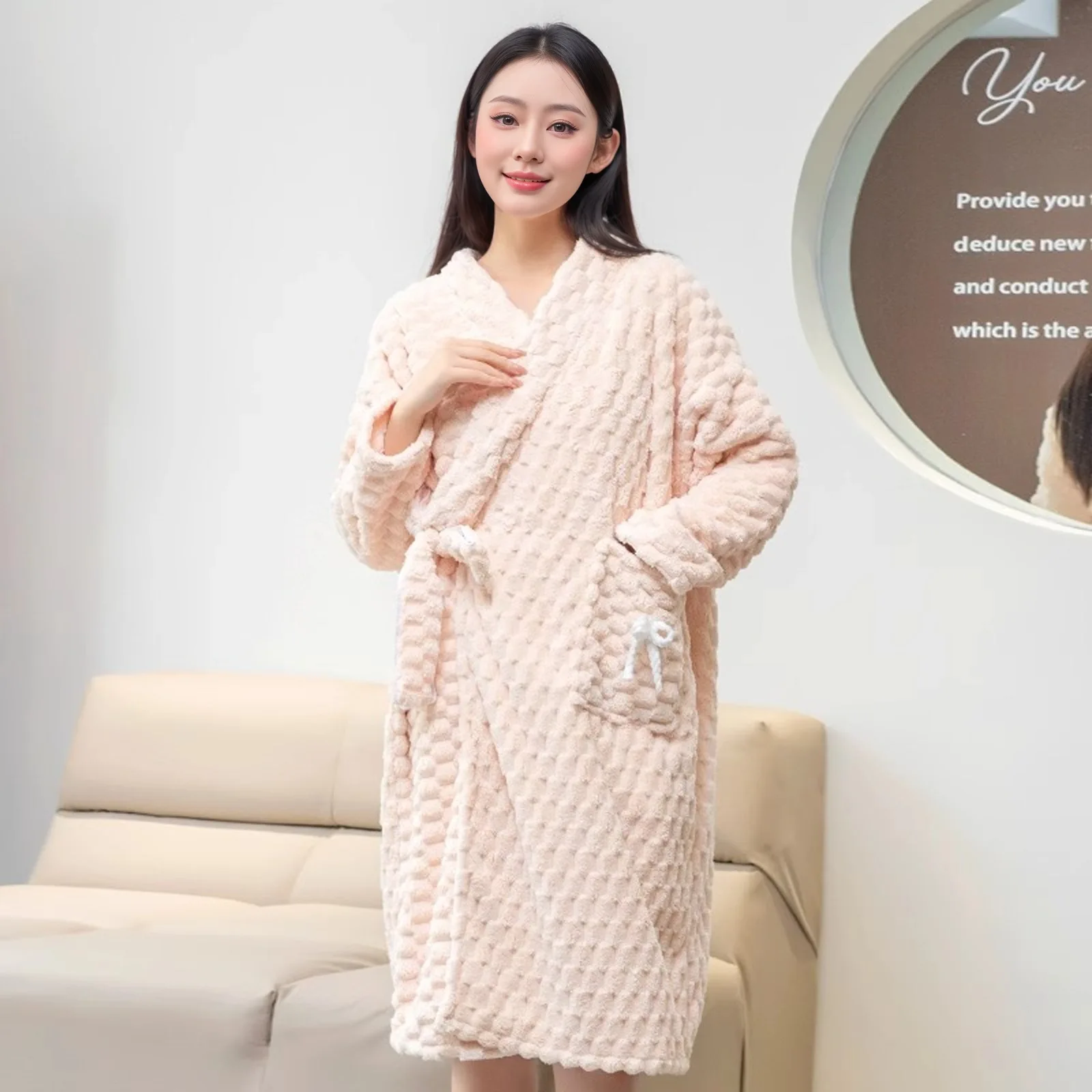 منامة فام جديد فضفاض رداء المرأة ملابس خاصة الشتاء ملابس النوم خلع الملابس سميكة الفانيلا الدافئة البشاكير الإناث دش #5