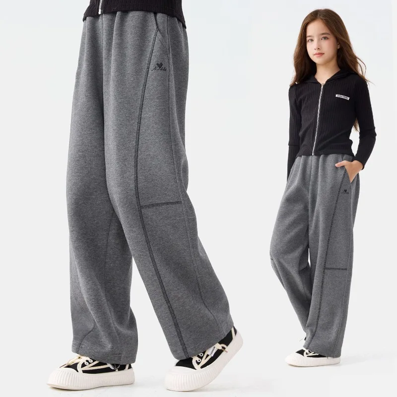 UNITIM 2026 Herbst 4-16 Jahre Mädchen Sporthose Lose Kinder Mädchen Gerade Hose Elastischer Bund Junge Teenager Mädchen Jogginghose – Detail 4
