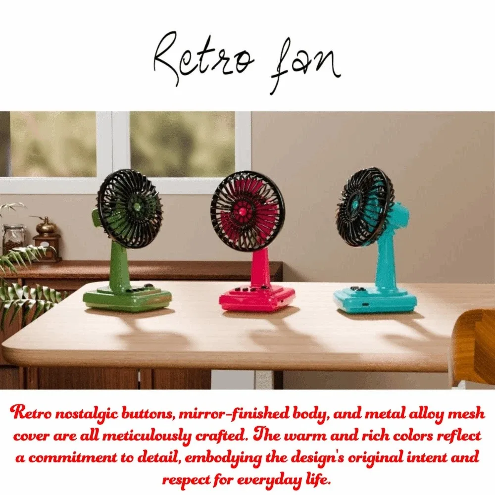 

Rechargeable Rechargeable Desktop Fan Portable Classic Retro Style Portable Mini Electric Fan Mini Compact Design