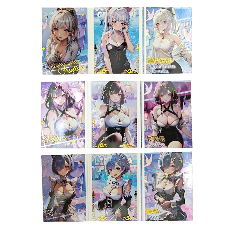 

Goddess Story Bi-Fold Card Kafka Kamisato Ayaka Ram Anime Characters Bronzing Collection Flash Card Cartoon Toys Christmas Gift