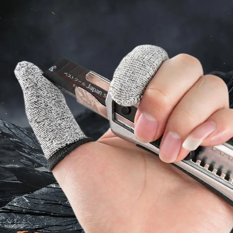 通気性のある切断防止フィンガースリーブ、5グレードの指先プロテクター、2x、キッチン用指先ガード、食品切断