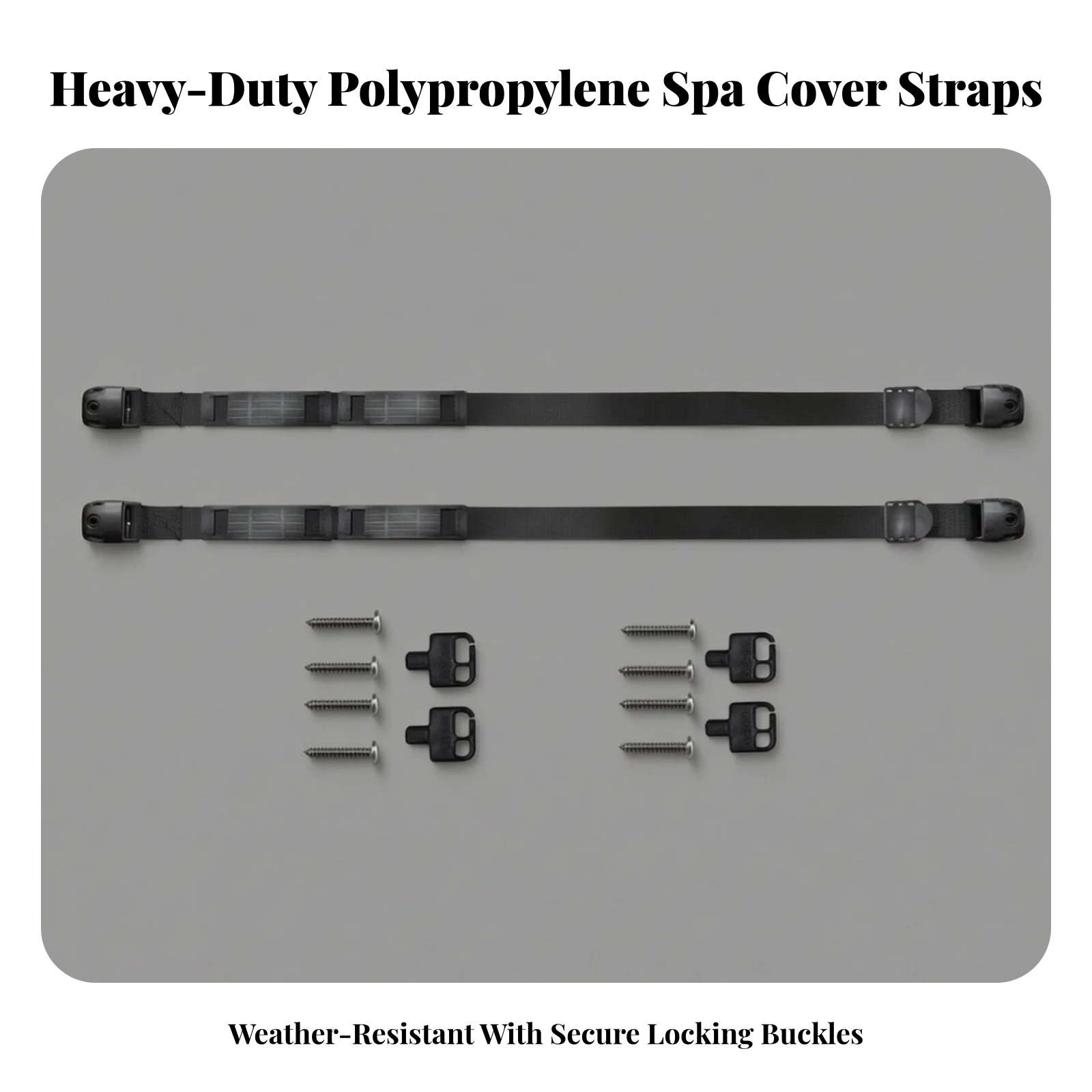 2 Pieces Hot Tub Cover Strap with Mounting Hardware 1 Inch Wide Hot Tub Cover Strap with Locking Latches Outdoor-Ready - view 3