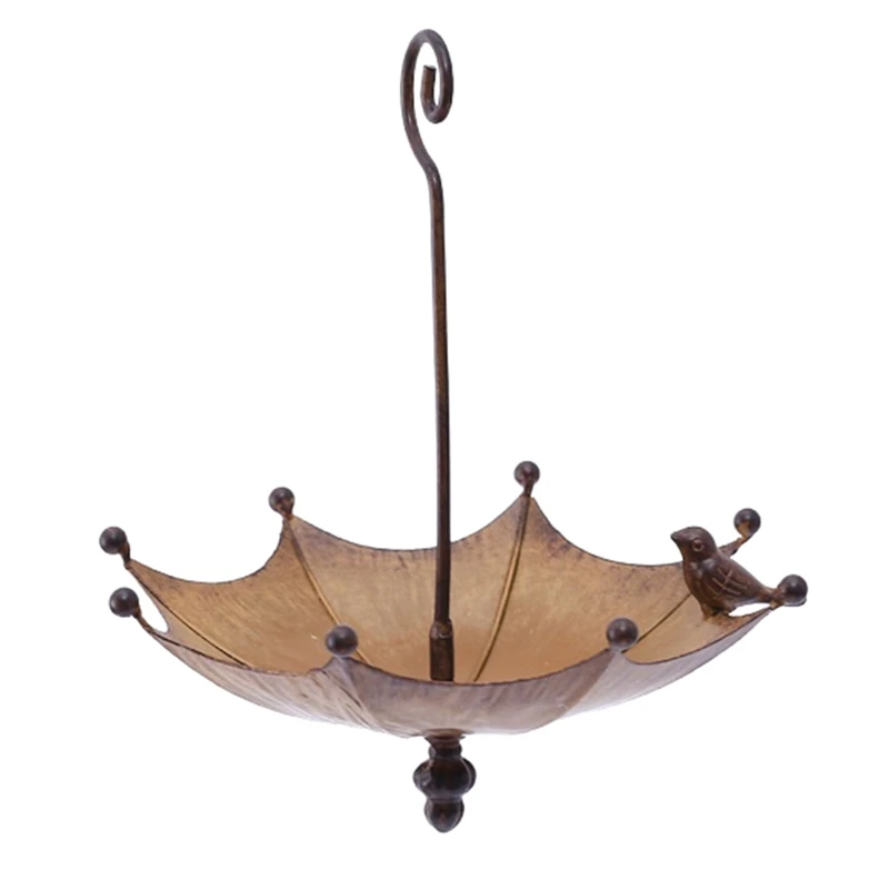 Umbrella-Shaped Bird Trough Hanging Bird Feeder Tray For Outdoors Metal Bird Bath Pond Or Drinker