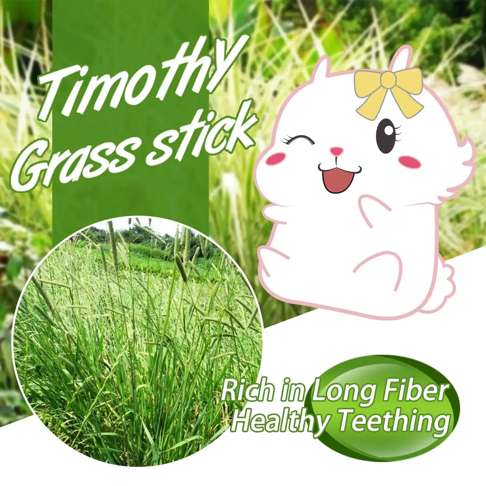 48 PCS 320g Rabbit Chew Toys, Natural Timothy Grass Sticks, Small Animal Teeth Grinding and Cleaning Tools, for Bunny, Guinea P