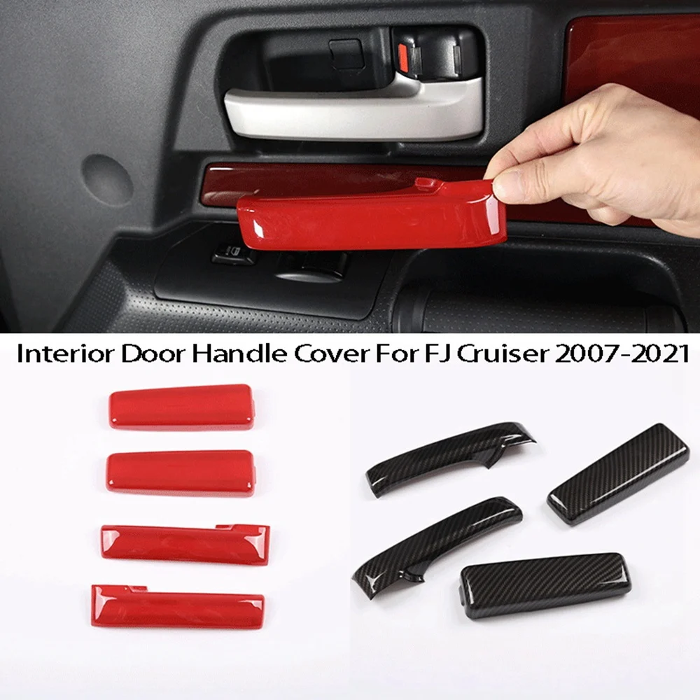 4PCS Car Interior Door Handle Cover Trim Door Stickers for Toyota FJ Cruiser 2007-2021 Carbon Fiber