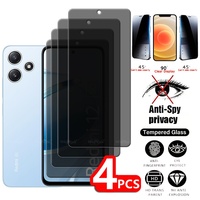 4Pcs For Redmi 12 Glass Xiaomi Redmi 12 Tempered Glass 9H Anti-Spy Cover Glue Privacy Screen Protector Redmi 12 Redmi12 5G 6.79\