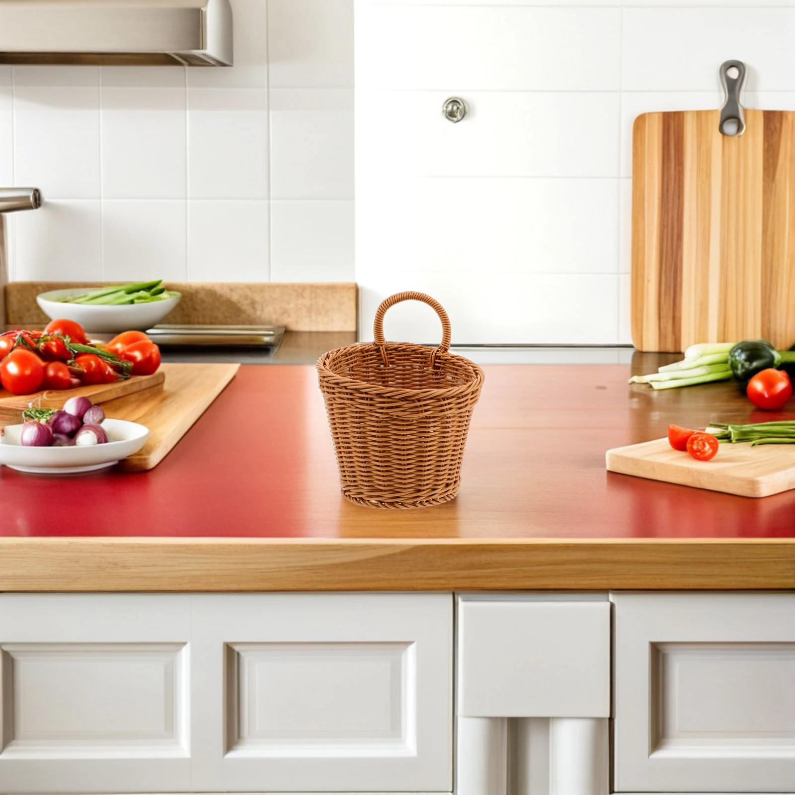 

Kitchen Storage Basket Hanging Baskets Woven Simple Ginger and Garlic Fruit Vegetable Plastic Rattan Holder for