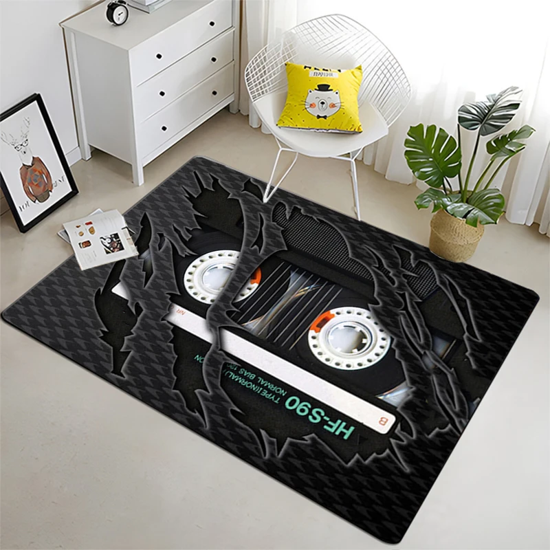 Vintage Cassette Music UnSlip Area Rug for Living Room,Bedroom,Playroom,Kitchen,Door,Prayer Floor Mat Decor Carpet Gift Alfombra