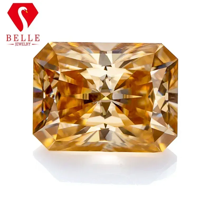 Moissanite Stone BELLE Hot Sale Champagne Brilliant Radiant Cut Loose Moissanite VVS1 GRA Certificated Diamond Beads Jewelry Ma