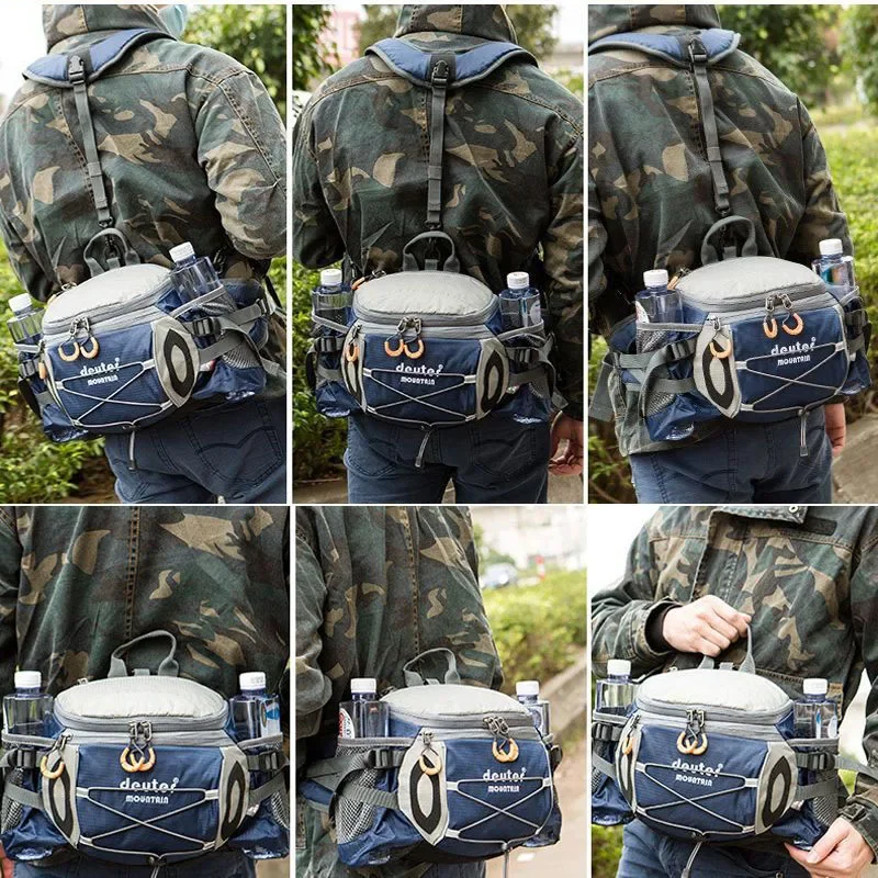 Outdoor Sports Running Waistpack Fitness Waterproof Cycling Backpack Large Capacity Fishing Hiking Water Bottle Waist Bag