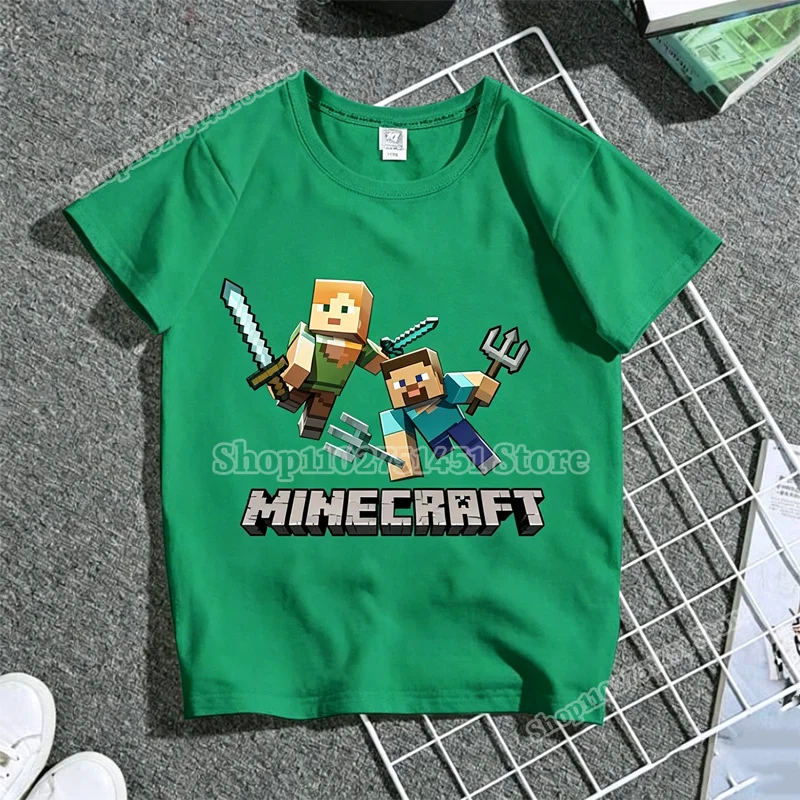 

Miner Crafts Kids T-shirt Anime Tees Creative Cartoon Clothing Boy Girl Summer Short Sleeve Children Clothes Tops Birthday Gift