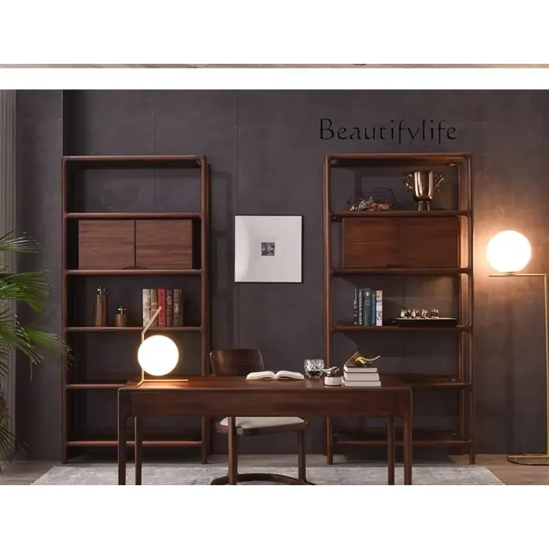 

N Новый китайский стиль, черный орех, антикварная полка, американский ретро-витрина для гостиной, европейская простая витрина