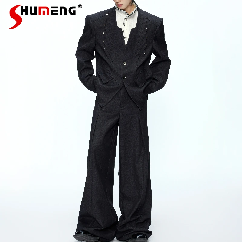 

Men's 2025 Autumn New Two-piece Sets Male Long Sleeve Shirts Trousers High-End 2pcs Solid Color Loose Comfort Trendy Pants Sets