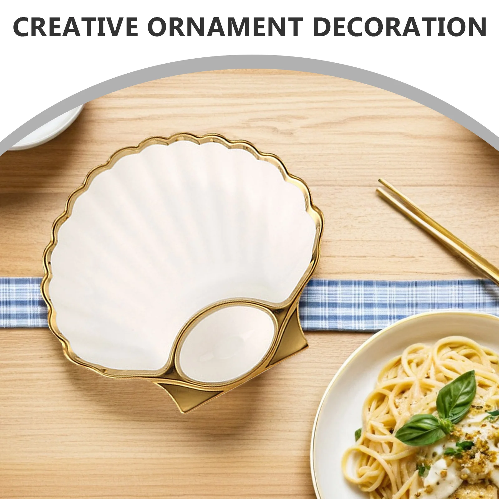 

1Pcs Shell Shape Dumpling Plate Simple Ceramic Dish Elegant Food Display for Home Restaurant Buffet Sauce Dipping Bowl