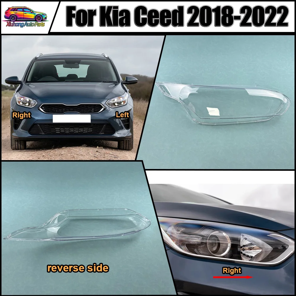 

For Kia 2018-2020 2021 2022 Ceed Front Headlight Cover Transparent Headlamp Lamp Shell Replace Original Lampshade Plexiglass