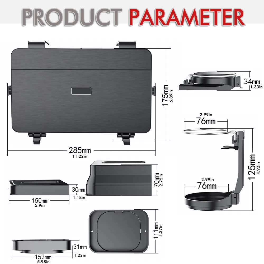 Car Backseat Table Food Tray Organizer With Cup Holder Tissue Box Auto Headrest Table Auto Cup Holder Dinner Tray Car Interior