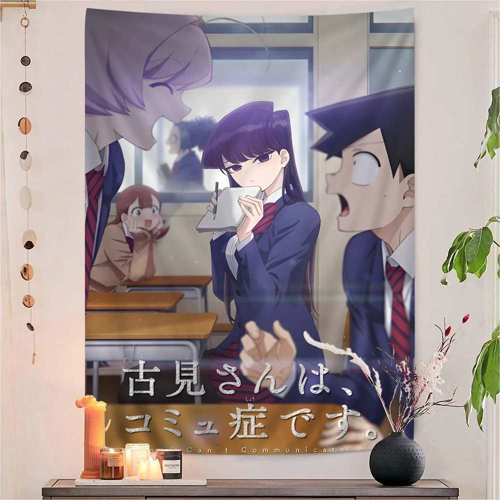 Tapiz de pared de Anime Komi San no puede comunicarse, decoración de arte de pared DIY para sala de estar, decoración del hogar y dormitorio