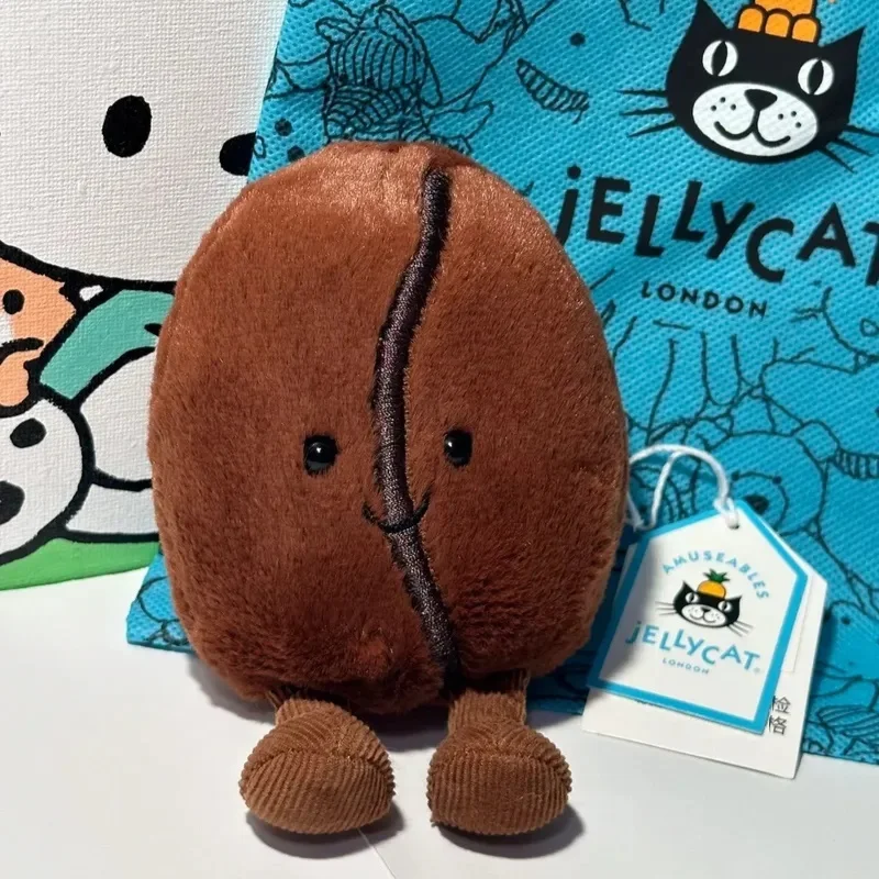 【متوفر】JELLYCAT UK قلادة كيس حبوب القهوة اللطيفة الممتعة مع حقيبة سلسلة مفاتيح حبوب القهوة Jellycat دمية قطيفة هدية عيد الميلاد والكريسماس