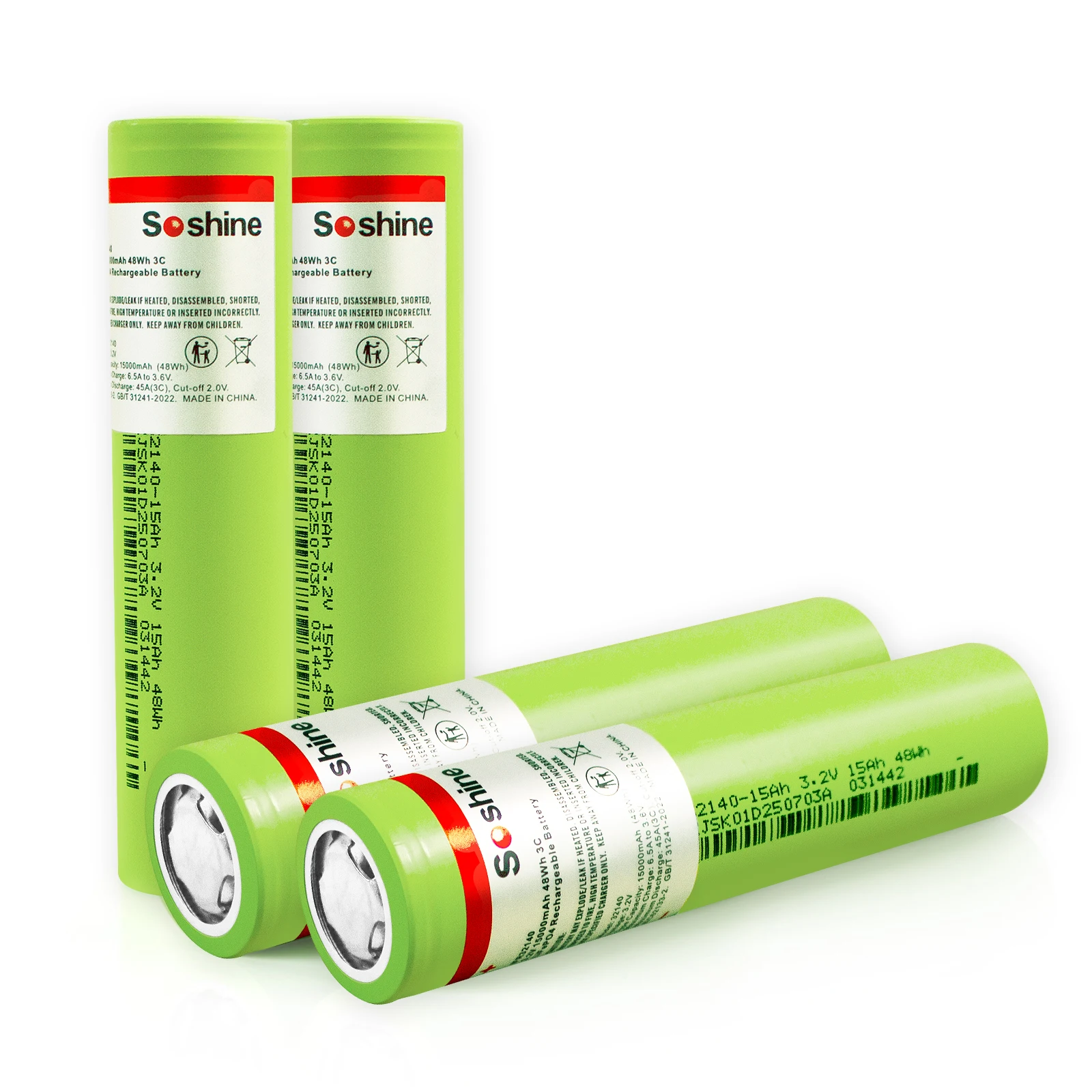 

3.2V 32140 15Ah LiFePO4 Rechargeable Battery Cell for EV, Home Energy Storage, Ebike, E-scooter, Power Tools & Battery Packs