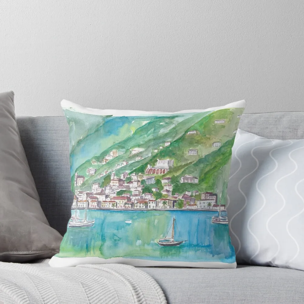 

Charlotte Amalie View From Water with Boats Throw Pillow Anime Pillowcases Cushion Covers Sofa Decorative Cushion Cover pillow