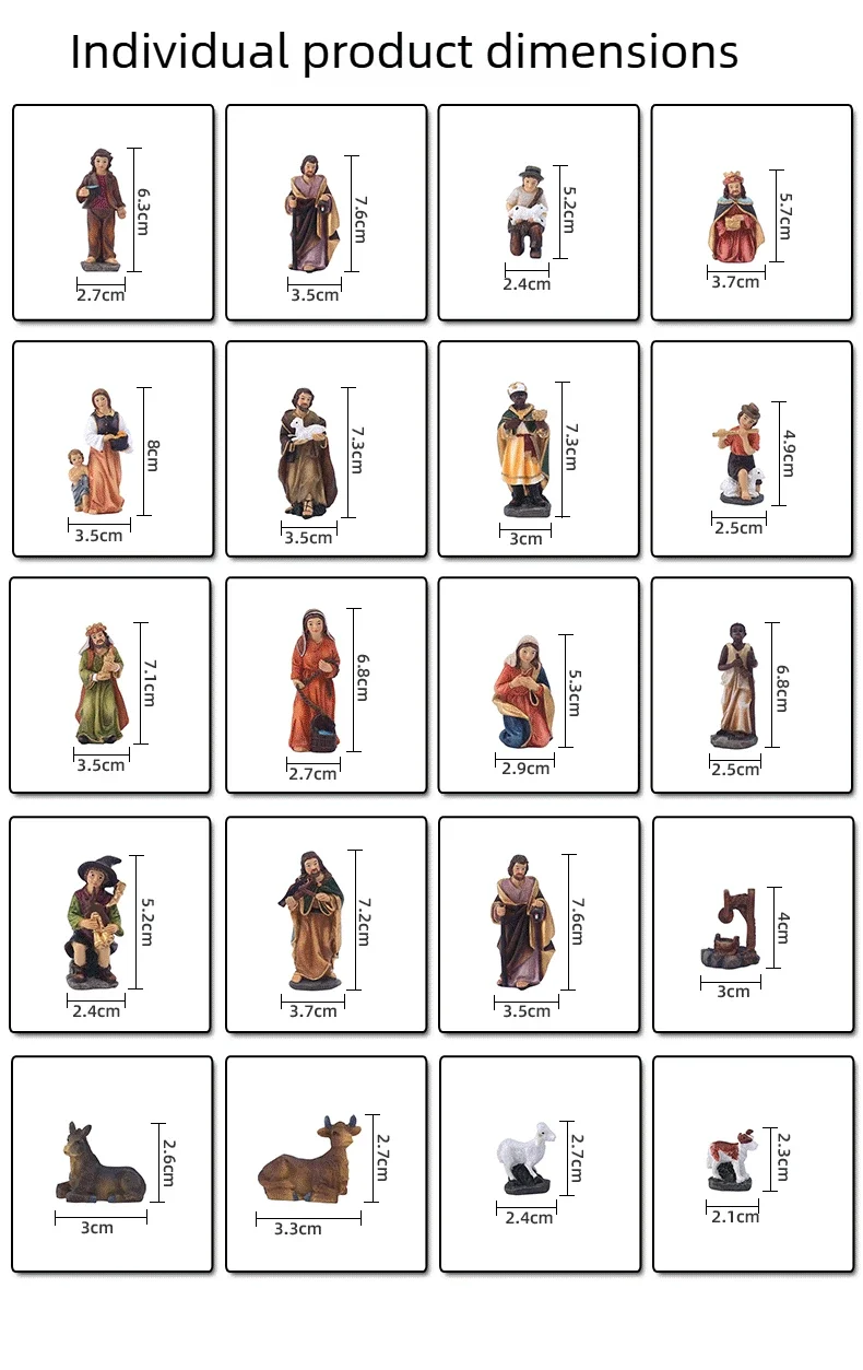 

20 шт., набор фигурок для рождественской сцены из смолы, рождественский орнамент для яслей, католический Presépio, сцена рождения Христа, подарок для рукоделия