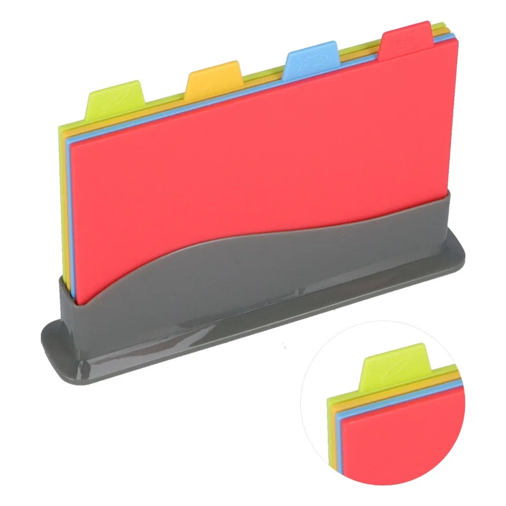 

4PCS PP Cutting Board Square Multifunctional Chopping Board Anti-skid Sturdy Food Chopping Block Raw and Cooked Food