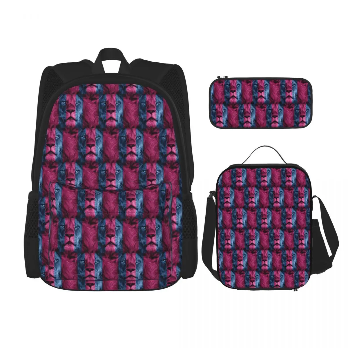 

Aston Villa Lion Backpacks Children Bookbag School Bags Rucksack Lunch Bag Pen Bag Three-Piece Set
