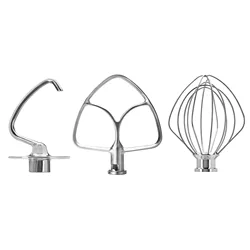 Mixer Attachments for Kitchenaid 4.5-5QT Tilt-Head Stand Mixer Stainless Steel K45WW Wire Whip K45DH Dough Hook Flat Edge Beater