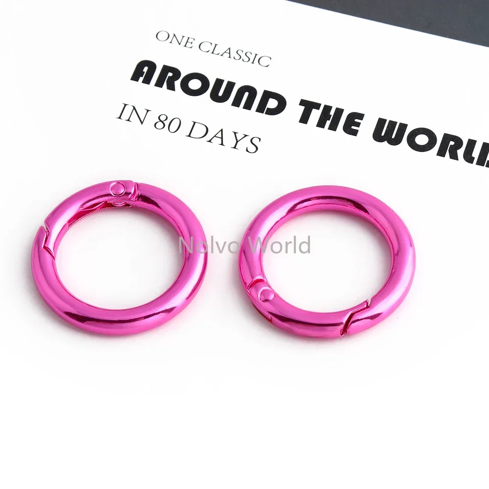 5/20/100PCS  Pink 1 Inch Zipper Puller O Ring D Ring For Key Ring Dog Chain Collar Bags Snap Hook Double Cap Rivets Accessories