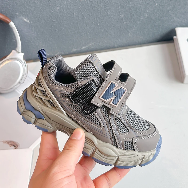 Kleinkinder Chunky Plateau-Sneaker Atmungsaktives Mesh Klettverschluss Rutschfeste Robuste Dicke Sohle Leichte Wander- und Sportschuhe – Detail 9