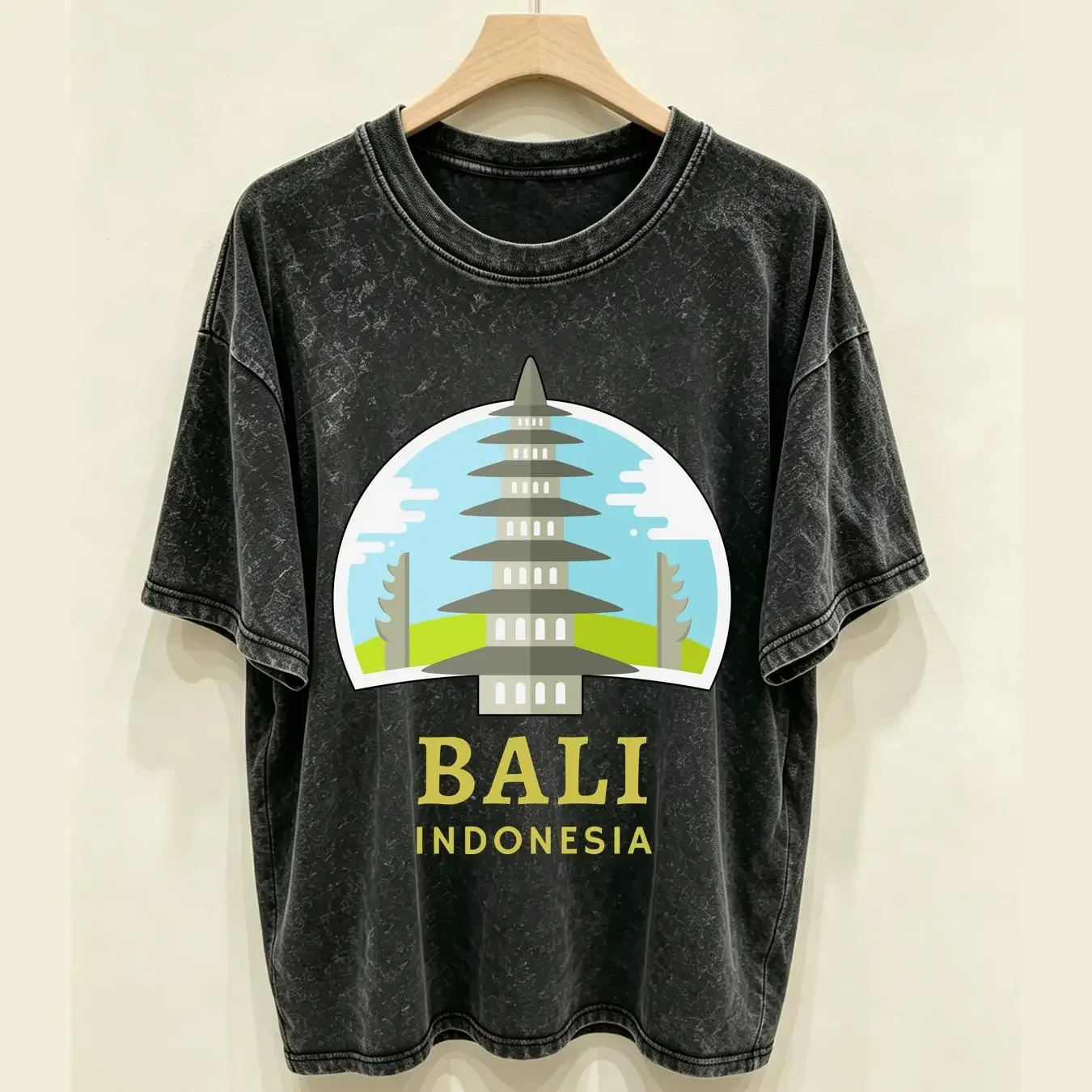 washed T Shirt Bali Indonesia Balinese Souvenir Indonesian Island of Gods Hindu Temple Ubud Canggu Uluwatu Seminyak vintage