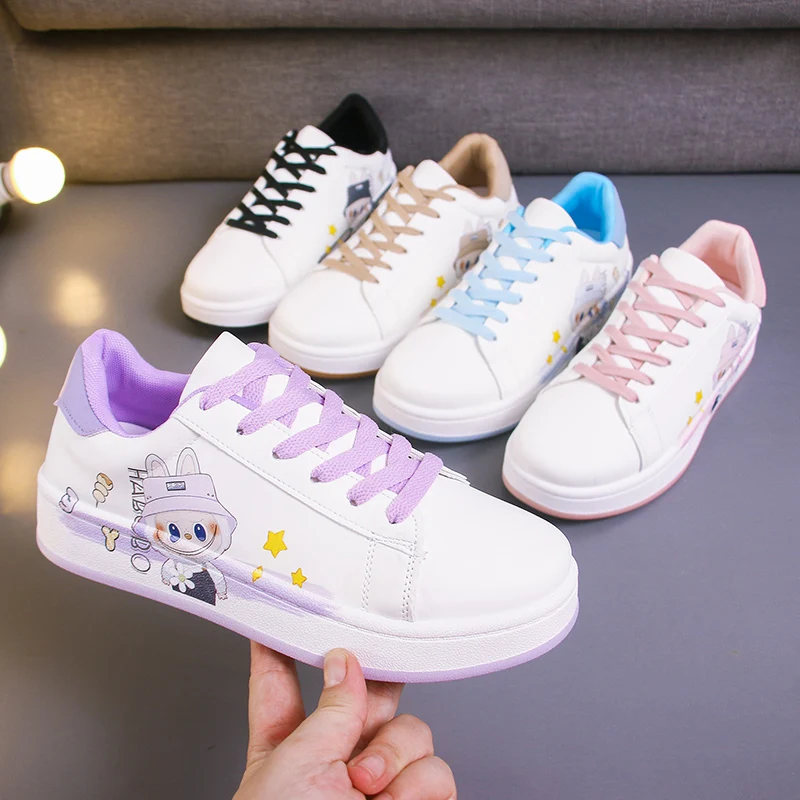 

White Shoes - Versatile Casual Student Sports Sneakers, New Style for Spring & Autumn, Soft Sole, Leather Surface, Breathable