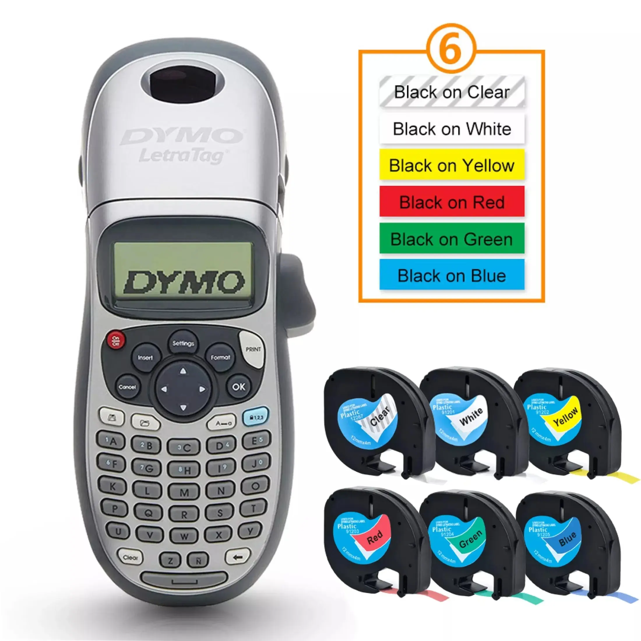 (with 6 tape) Dymo Letratag 100H Dymo LT100H LT-100H for 12267 91200 91201 91202 91203 91204 91205 LT Label Label Printer