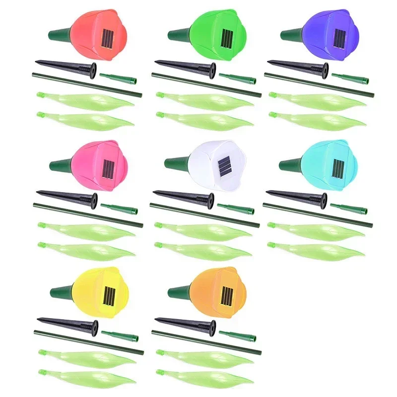 Solar LED Light Outdoor Tulip Rose Flower Lamp Landscape Garden Decor Lawn Lamp Waterproof Garden Lights Outdoor Solar Lights