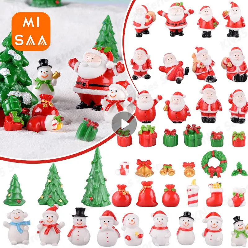 Mini Hars Beeldjes Kerst Micro Landschap Tafelblad Display Klein Geschenk Elanden Santa Sneeuwpop Bell Diy Home Xmas Ornamenten Geschenken