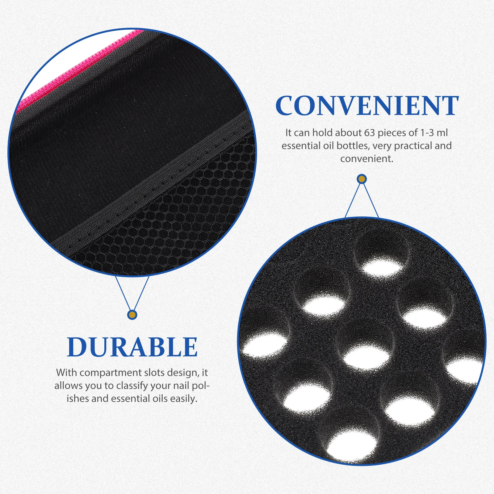 

63 Slots Essential Oil Bottle Storage Case Compartment Design Portable Organizer for Travel Home Office Use Essential Oil