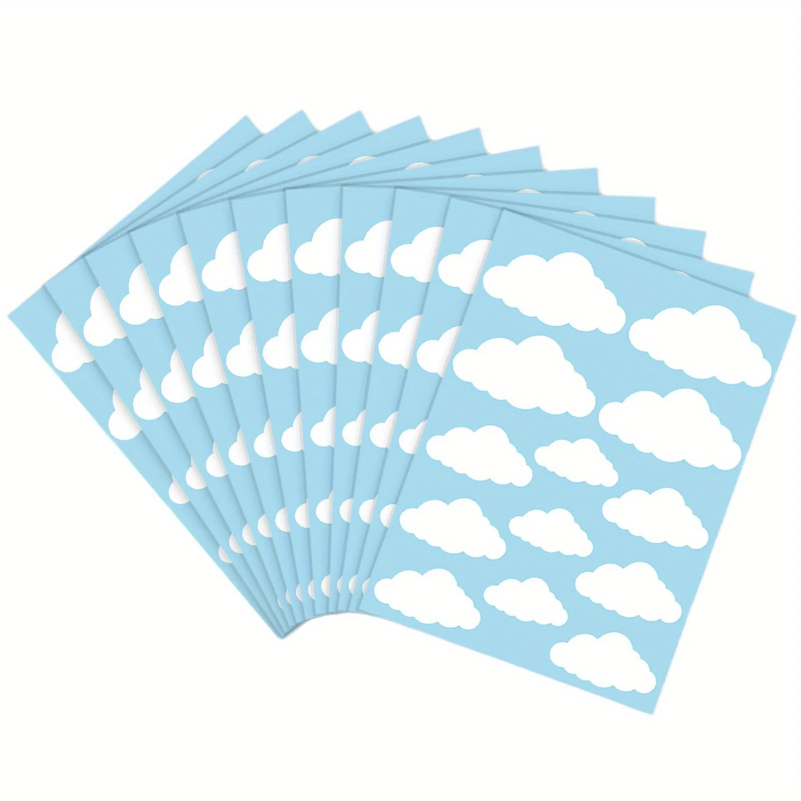 4PCS Cloud Wall Sticker - Tear and Sticky Cloud Sticker - Various shapes and sizes for bedroom, classroom decoration (4 sheets)