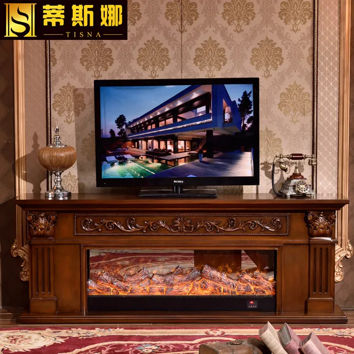French 1.2/1/2 meters solid wood American fireplace TV cabinet Decorative cabinet rack Furnace core heating Home simulation fire