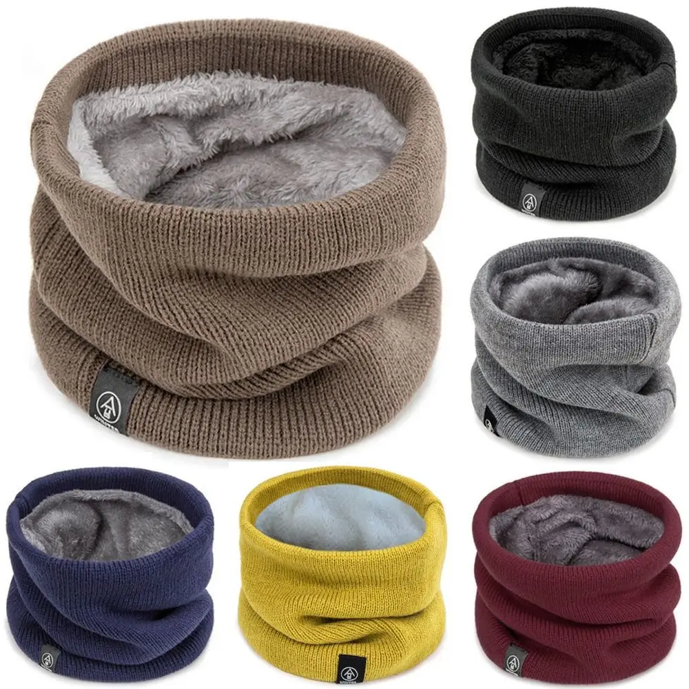 Fashion Soft Knitted Neck Warmer Thickened Lining Keep Warm Neck Scarves Wool Fur Face Mask Women Men