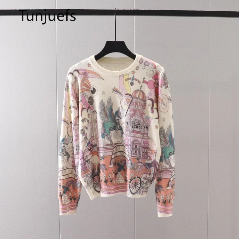 Cartoon Anime Print Sweater Pullovers Women\'s Sweaters Y2k Knitwear Cute Kawaii Jumper Jersey Harajuku Knit Tops Korea Clothes