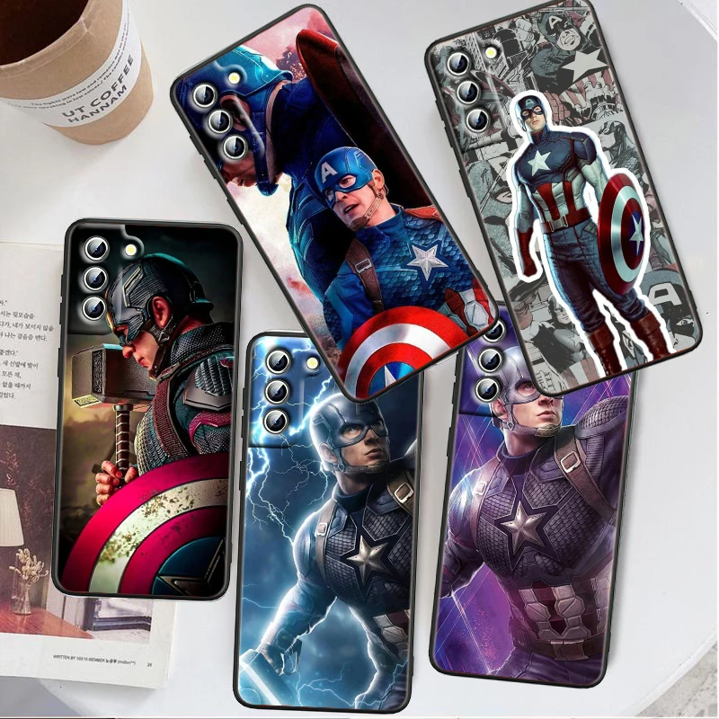 Marvel Steve Rogers For Samsung Galaxy S24 S23 S22 S21 S20 FE S10 S10E Plus Ultra Pro Lite 5G Black Cover Phone Case