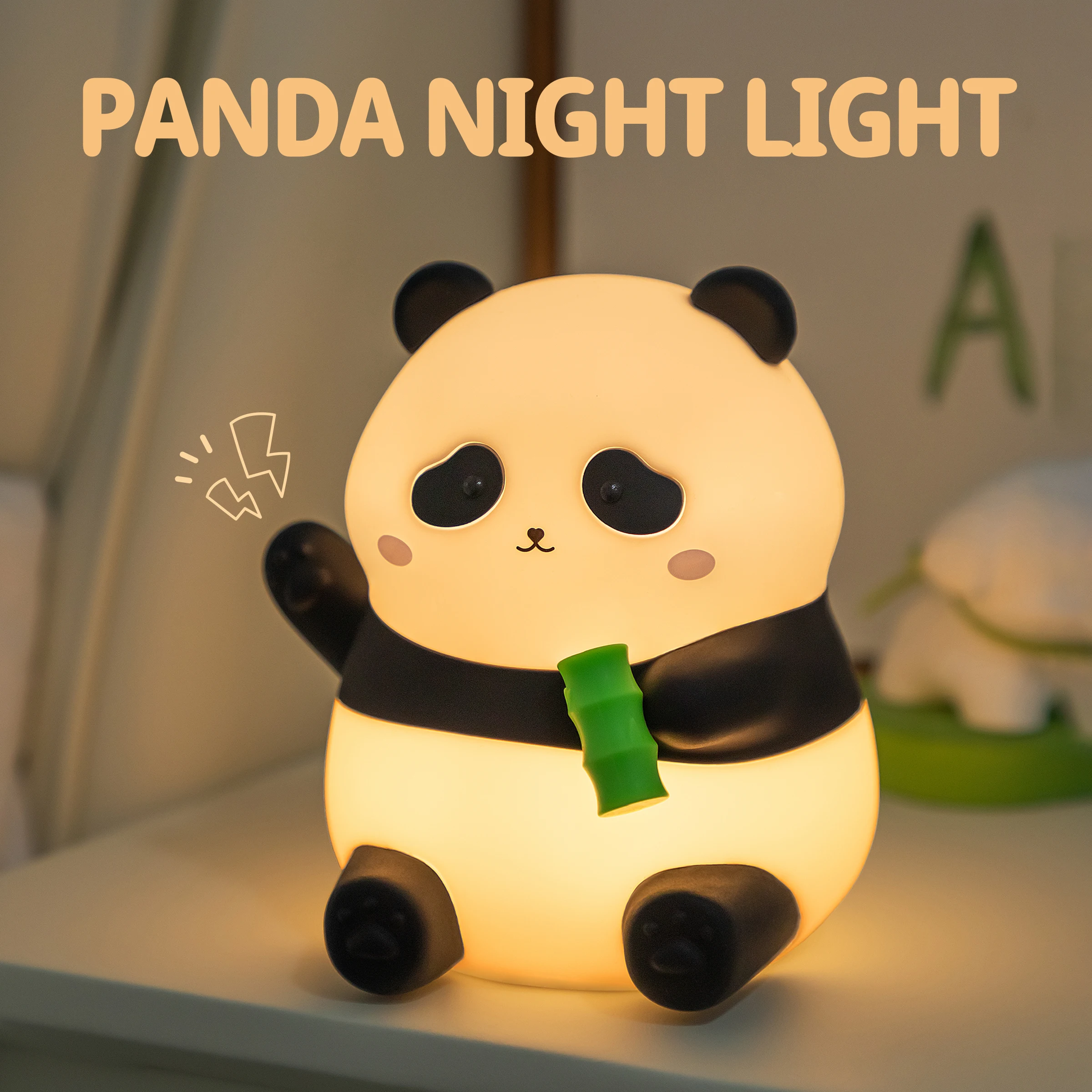

Cute Panda Night Light Silicone Pat 2 Gears rechargeable 30 minute timer Gifts for children