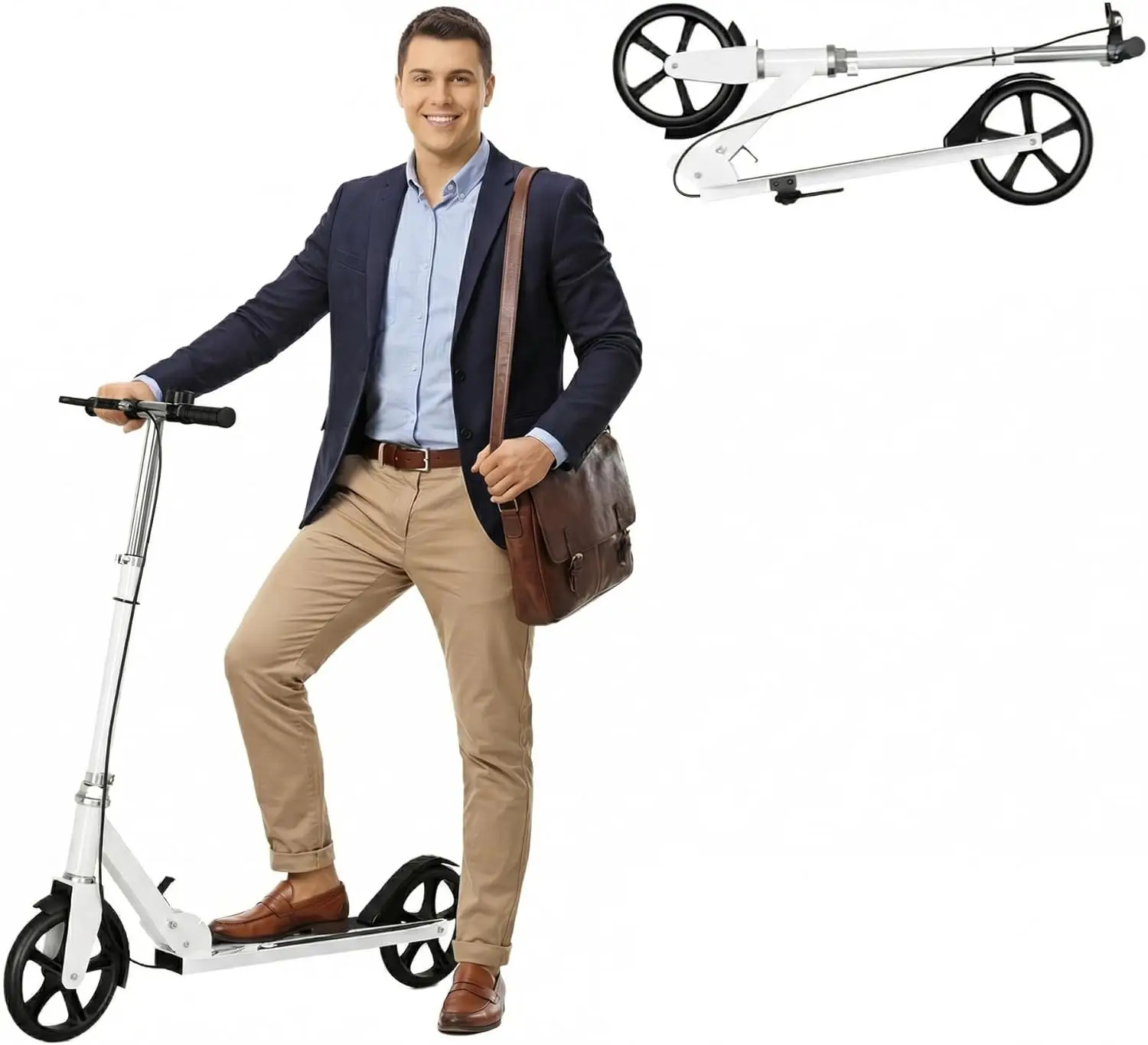 

Foldable Kick Scooter for Kids, Teens & Adults - Adjustable Height, 8" Wheels, Hand Brake, 220LB Capacity