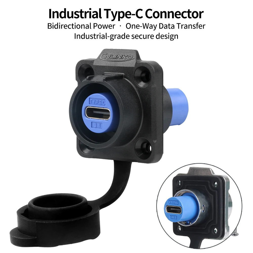 CNLINKO LP16 Waterproof Type-C Connector Charging Power 10Gbps High-Speed Data Transfer for Outdoor/Industrial/Marine Use